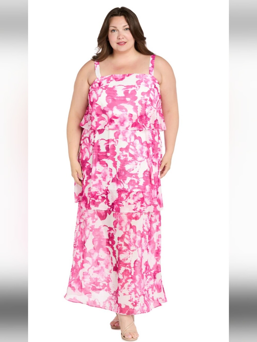 R&M Maxi Dress 22W Floral Layered Special Occasion Dress NWT
